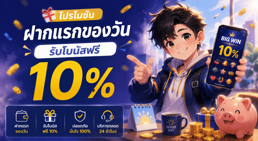 โปรโมชันฝากแรกของวัน รับโบนัสฟรี 10%
